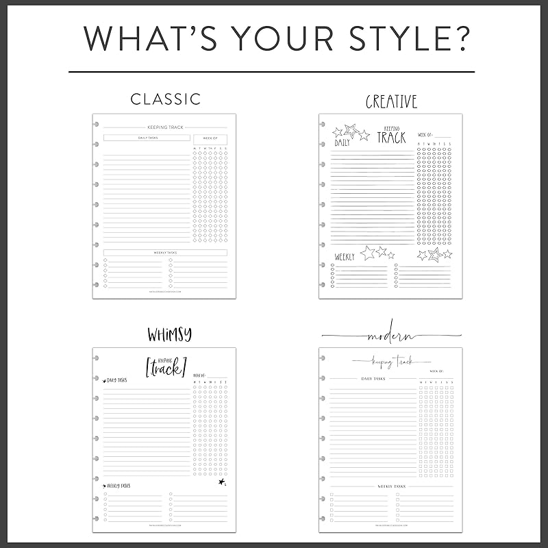 BetterNote Horizontal Undated Calendar Refill Pages for Disc Notebook, fits The Happy Planner, Discbound Levenger Circa, Staples Arc, TUL (Modern- 6 months, 11-Disc, 8.5"x11")