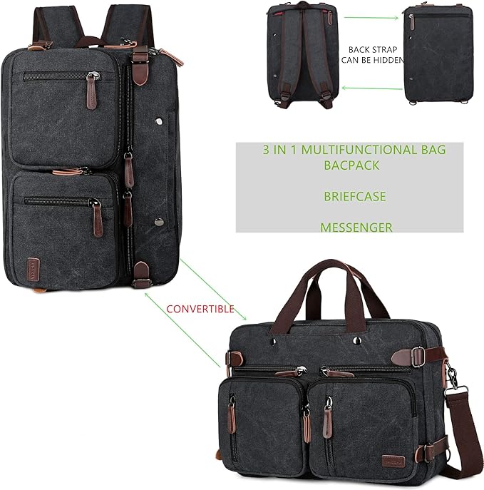 BAOSHA Convertible Briefcase Backpack 17 Inch Laptop Bag Case Business Briefcase HB-22