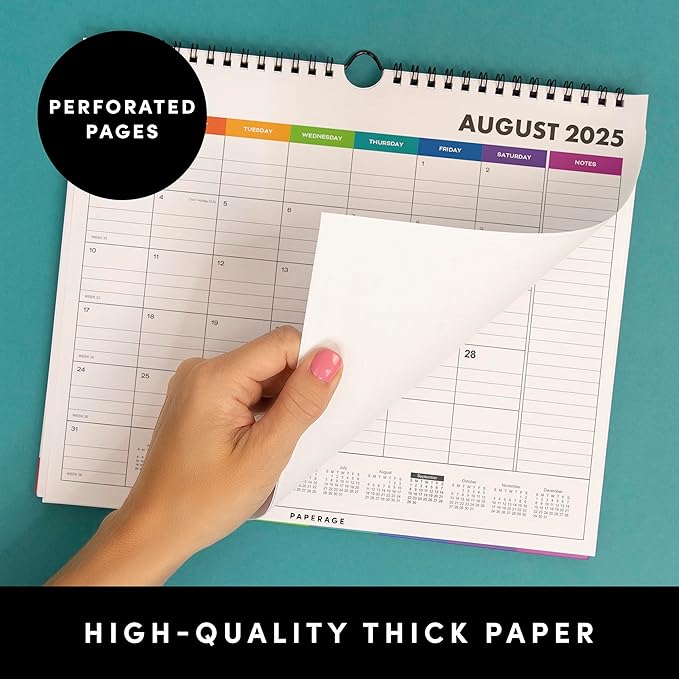 PAPERAGE Calendar 2025-12 Month, (Black), 3 Pack, Minimalist Wall and Desk Calendar with Monthly Views and Yearly Plans – Small (9 in x 11 in)
