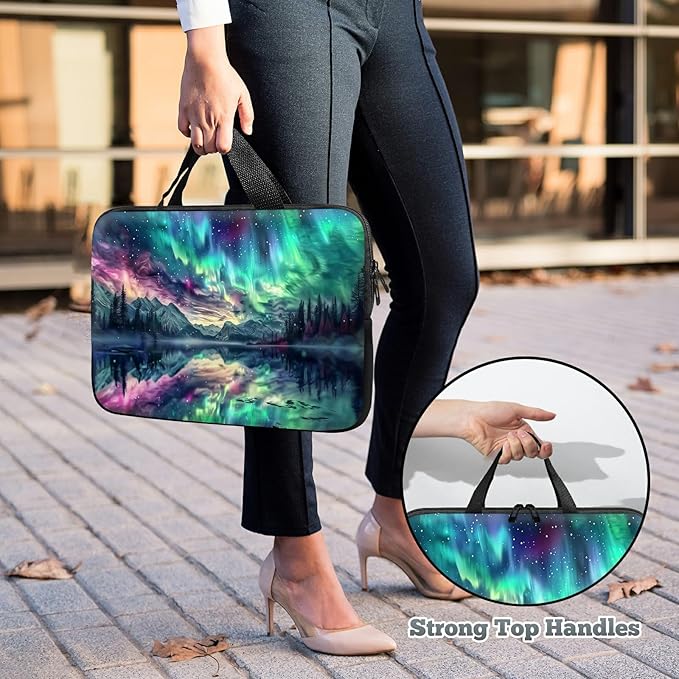 Universal Laptop Sleeve Tablet Case 12 inch, Aurora Landscape Slim Carrying Case Durable Handbag Travel Laptop Bag for Surface Pro 9 8 7/Laptop Go 2 3, MacBook Air 11/12