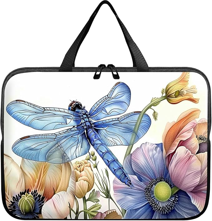 Laptop Sleeve Case Bag 13 inch, Blue Dragonfly Slim Carrying Case Durable Handbag Travel Laptop Bag for 13 inch MacBook Air M3/M2/Pro M2/ 13" iPad Pro/Air M4/M2 2024