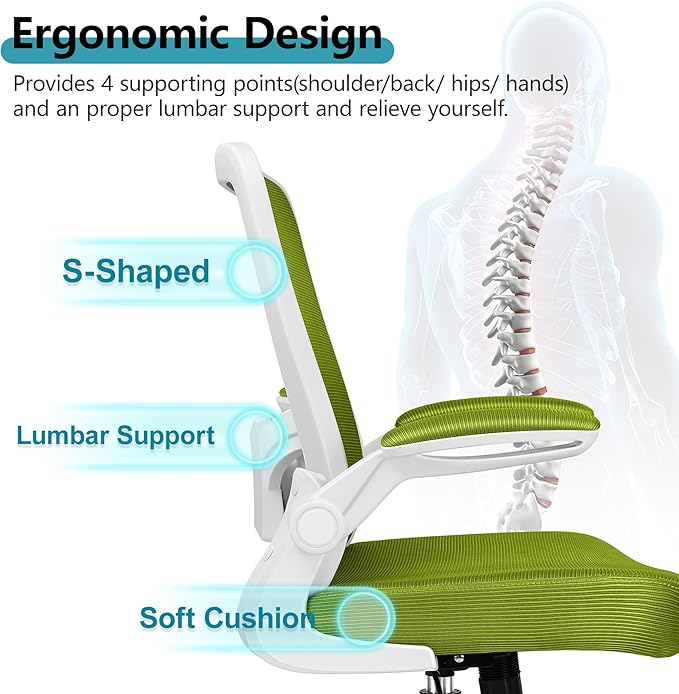 FelixKing Office Chair, Ergonomic Desk Chair Breathable Mesh Chair with Adjustable High Back Lumbar Support Flip-up Armrests, Executive Rolling Swivel Comfy Task Computer Chair for Home Office