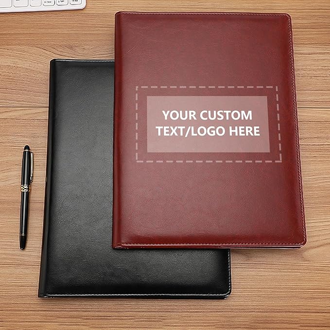 Personalized Padfolio - Customized Leather Portfolio with Logo or Text - Professional Business Portfolio with A4/US Letter Writing Pad Holder for Resumes and Interviews, Pink