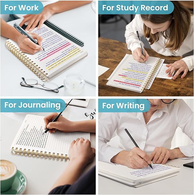 Lined Spiral Notebook Journal for Work, 300 Pages Thick B5 (7.1"x10") College Ruled Journal for Women & Writing, Hardcover Notebook for Note Taking, Perfect for Office Home School, Color Splash