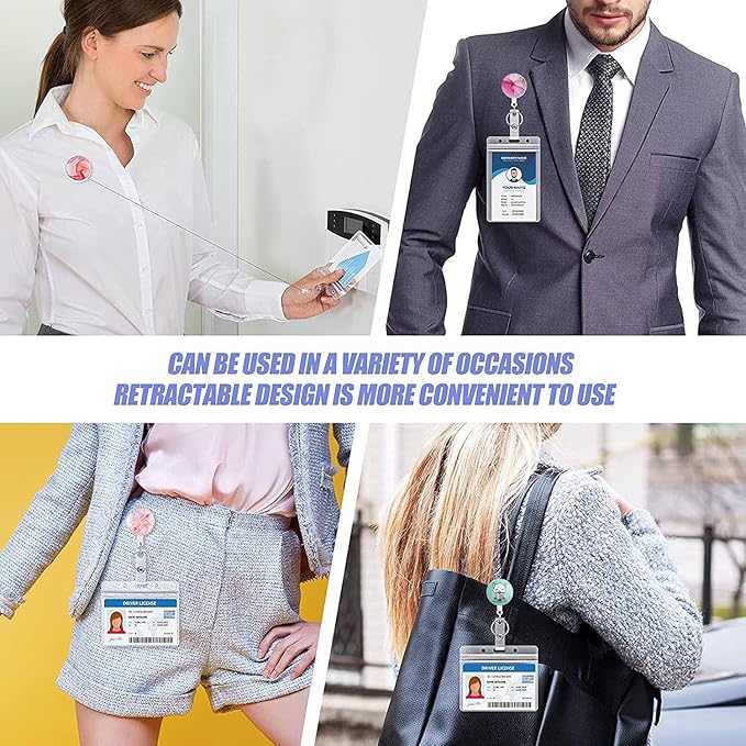 Retractable Badge Reel Clip, Badge Holder with Alligator Clip, Cute Badge Clip on ID Name Card Holders for Nurse Doctor and Office (3Pack Gilt Blue Pink)