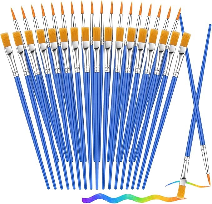 Small Paint Brushes Bulk, 88 pcs Nylon Hair Brushes, Flat Tip Round Acrylic Paint Brushes, Paint Brush Set, Artist Paintbrushes for Kids Adult Acrylic Oil Watercolor Canvas Face Nail Art Painting