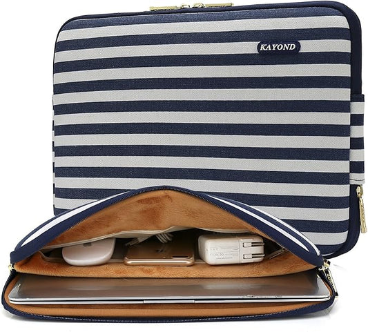 Kayond Canvas Water-Resistant 11 inch Laptop Sleeve with Pocket 11 inch 11.6 inch Laptop Case Compatible MacBook air 11 MacBook 12 Tablet (11-11.6 inches, Breton Stripe)