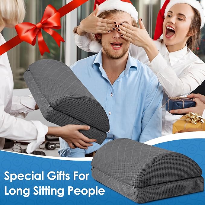 Foot Rest for Under Desk at Work Adjustable Foam for Office and Home, Office Desk Accessories，Comfortable Footrest with 2 Adjustable Heights，Back & Hip Pain Relief (Gray-16.9 in)
