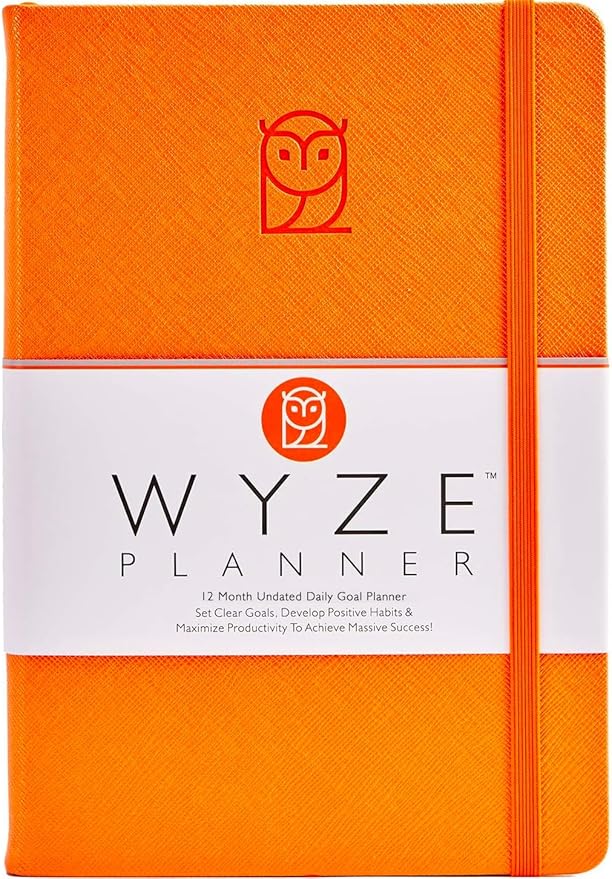 Pro - Goal Setting Planner to Increase Productivity and Achieve Personal and Business Goals. 12 Month Undated Daily, Weekly and Monthly Journal Organizer with Calendar (Orange)