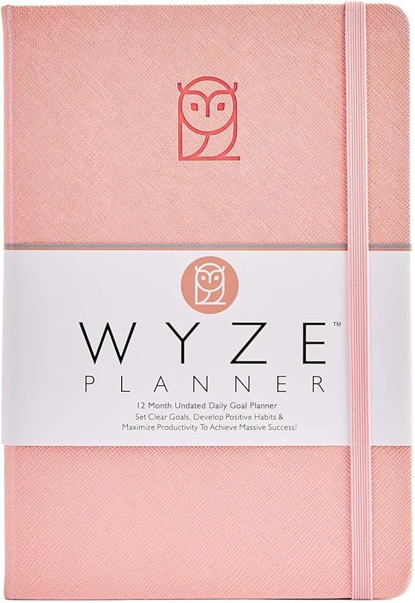 Pro - Goal Setting Planner to Increase Productivity and Achieve Personal and Business Goals. 12 Month Undated Daily, Weekly and Monthly Journal Organizer with Calendar (Pink)