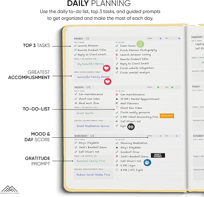 PRODUCTIVITY STORE Pro Max - Dated, 2025 Planner, 8.5" x 11" - The #1 Productivity Planner to Achieve Your 2025 Goals - Planner 2025-2026 - Crem - A4