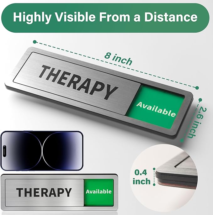 Therapy Room Door Sign with Slider, Do Not Disturb Privacy Office Sign, In Use/Available Acrylic Sliding Indicator for Business Hospital Home, Brushed Silver 8" x 2.6"