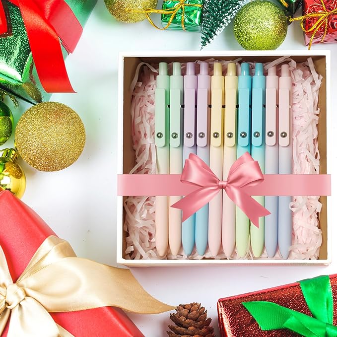 Gel Pens, 10 Pcs Medium Point Smooth Writing Pens Cute Pens for Women, High-End Series 0.7mm Black Ink Pens for Journaling Note Taking, School Office Supplies (10 Pcs Gradient)