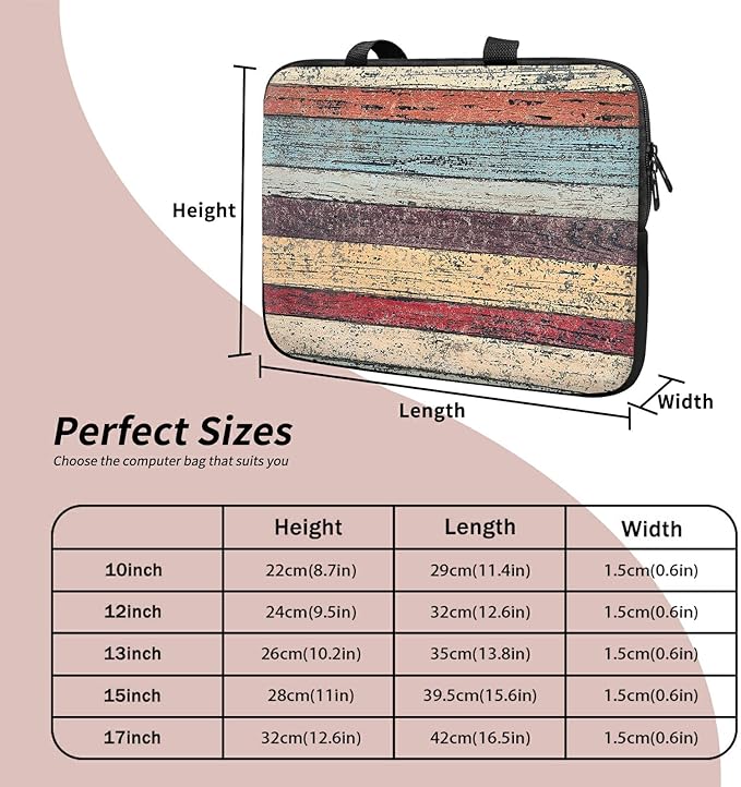 Laptop Sleeve Case Bag 13 inch, Retro Wood Slim Carrying Case Durable Handbag Travel Laptop Bag for 13 inch MacBook Air M3/M2/Pro M2/ 13" iPad Pro/Air M4/M2 2024