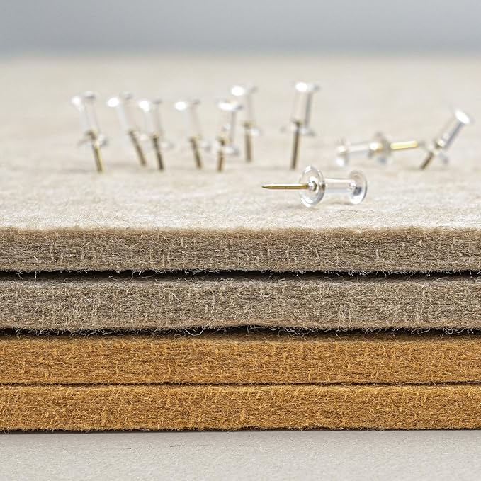 Large Bulletin Board - 48 x 48 Inches, Decorative Felt Pin Board for Wall - 4' x 4' Foldable Photo Display Board with Self-Adhesive Tape, Includes 20 Push Pins - Beige Brown