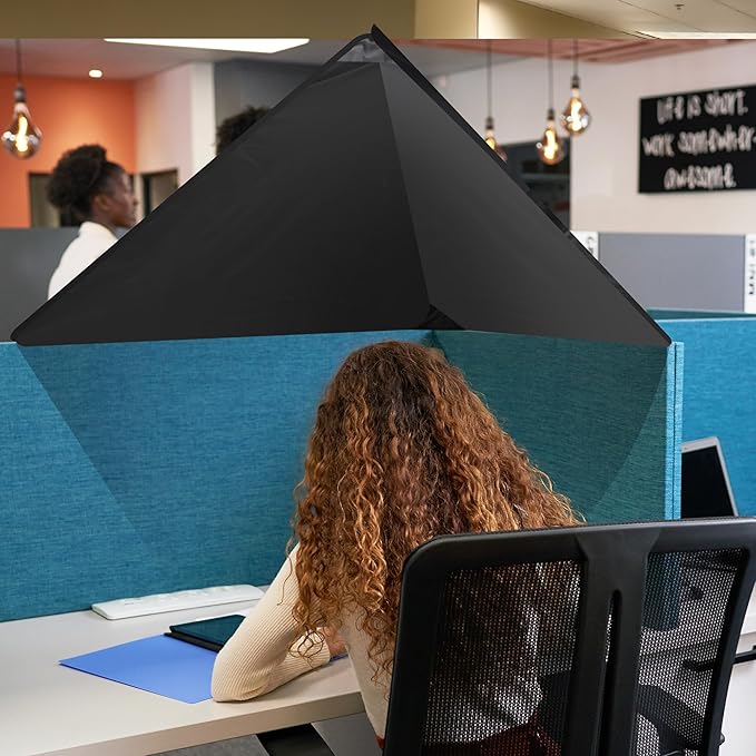 Foldable Desk Small Cubicle Shade For Small Cubicle To Block Overhead Light,Light Shield Cover for Light Sensititve Workers, Desk Canopy Disturbance or Privacy for Open Office Black