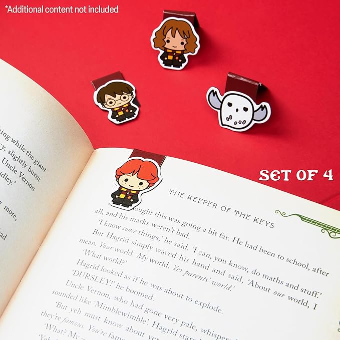 Harry Potter Magnetic Bookmarks Page Clip School University for Kids Teens Women Stocking Stuffers Gifts for Readers Xmas Gifts (Multi 4 Pack)