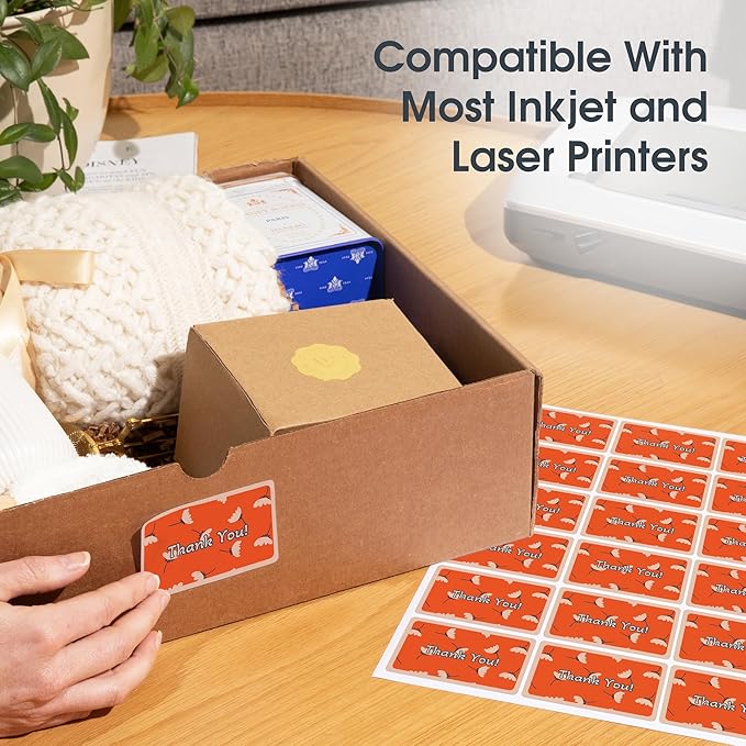 1 3/4" X 2/3" Matte White Return Address Labels Compatible with Inkjet and Laser Printers - 100 Sheets, 6000 Small Printable Stickers for Mailing, Barcodes, Organization - Spartan Industrial