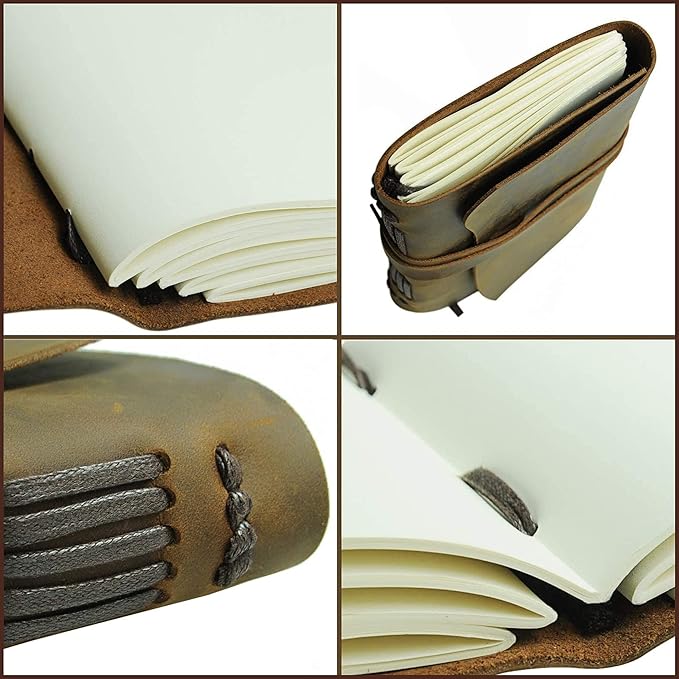 Sovereign-Gear Leather Bound Journal for Men and Women, A5 Handmade Journal Gift Set with Antique Notebook and Stylish Pen, Vintage and Classic, Sketchbook, Planner and Diary (300 Pages) (8x6)