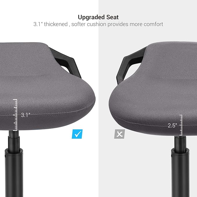 SONGMICS Standing Desk Chair, Adjustable Ergonomic Standing Stool, 23.6-33.3 Inches, Swivel Sitting Balance Chair, Anti-Slip Bottom Pad, Slate Gray UOSC02GY