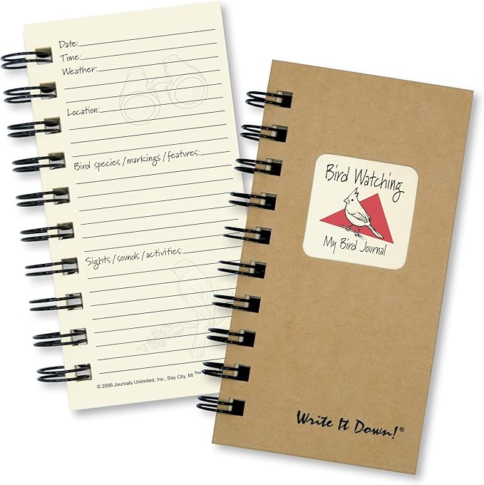 Write it Down series by Journals Unlimited, Guided Journal, Bird Watching, My Bird Journal, Mini-Size 3”x5.5”, Kraft Hard Cover, Made in USA