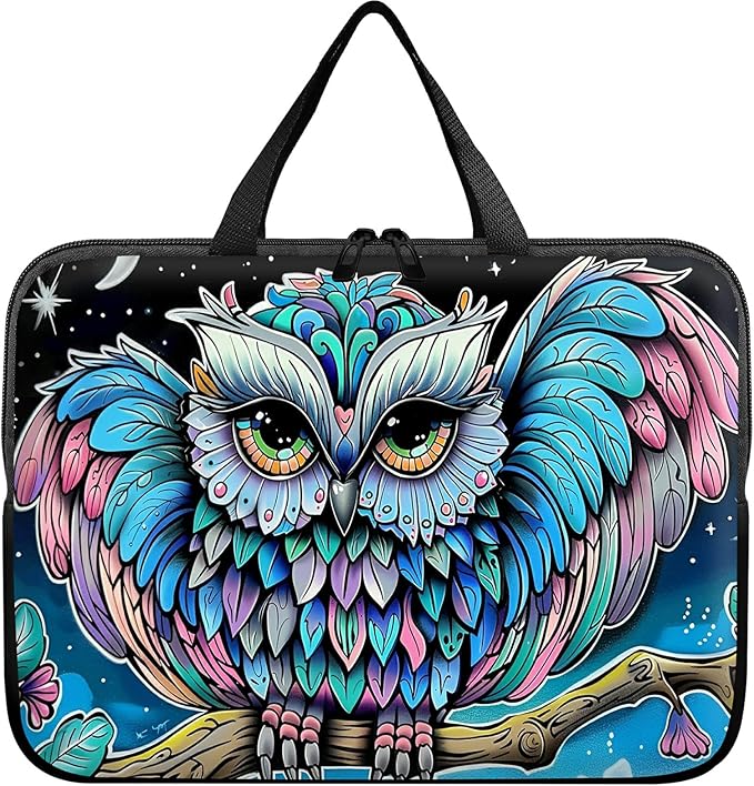Laptop Sleeve Case Bag 13 inch, Owl Blue Slim Carrying Case Durable Handbag Travel Laptop Bag for 13 inch MacBook Air M3/M2/Pro M2/ 13" iPad Pro/Air M4/M2 2024