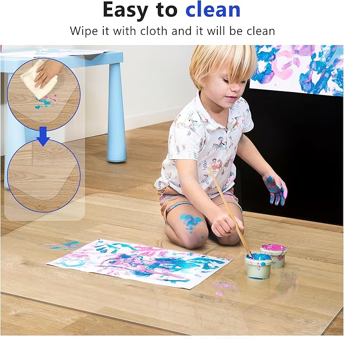 BesWin Office Chair Mat for Hardwood Floor, 59"×47" Large Desk Chair Mat for Rolling Chairs, 2mm Heavy Duty Floor Protector Mat for Home Office, Easy Glide, Flat Without Curling
