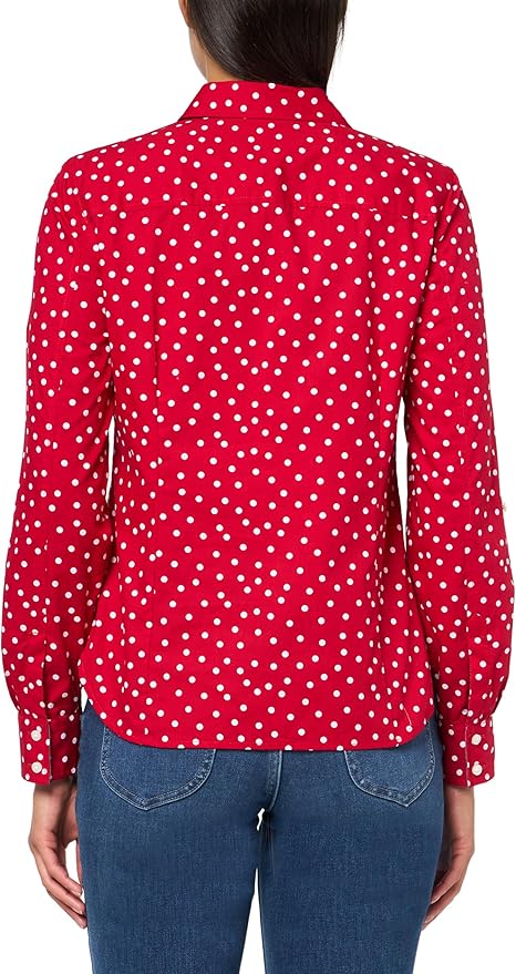 Tommy Hilfiger Women's Long Button Up Collared Shirt with Roll Tab Sleeve