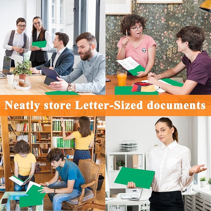 50Pcs Green Folders,Folders with Pockets,2 Pocket Folders,Folders with Pockets Bulk,Holds 100 Sheets (50 per Pocket),Assorted Colors,Office Or School