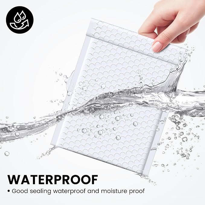 Fuxury Bubble Mailer, 6x10 Inch Bubble Mailers 50 Pack, Self-Seal Adhesive Padded Envelopes, Water Resistant Mailers, Shipping Envelopes for Packaging, Small Business, Mailing,Bulk White#0