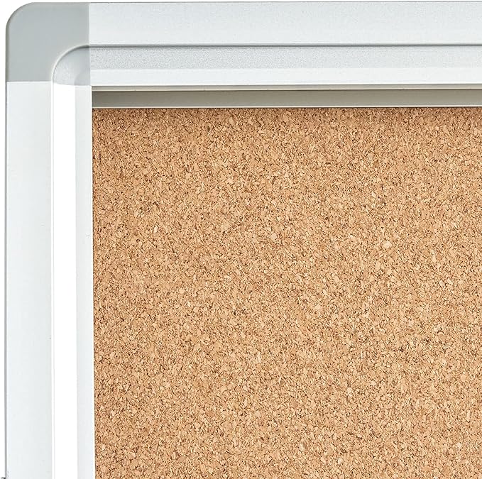 Lockable Noticeboard Wall Mounted Cabinet with Enclosed Cork Board - 24'x36' Bulletin Cork Board Cabinet for School Office, Display Case and Poster Memo Board