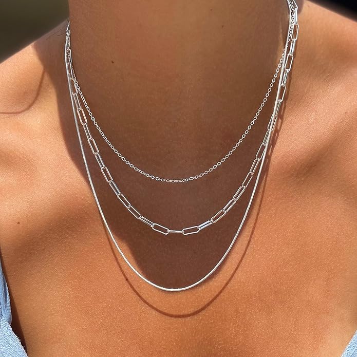 Herringbone Necklace for Women,Dainty Gold Necklace,14k Gold Plated Snake,Gold Chain Choker Necklaces,Simple Gold Layered Necklaces,Gold Jewelry Gift for Women