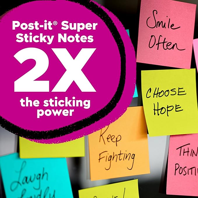 Post-it Super Sticky Dispenser Pop-up Notes, 18 Sticky Note Pads, 3 x 3 in., 2X The Sticking Power, School Supplies and Oﬃce Products, Use with Post-it Note Dispensers, Energy Boost Collection