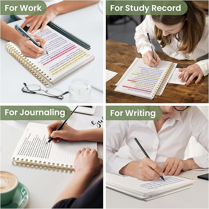 Lined Spiral Notebook Journal for Work, 300 Pages Thick B5 (7.1"x10") College Ruled Journal for Women & Writing, Hardcover Notebook for Note Taking, Perfect for Office Home School Supplies, Green