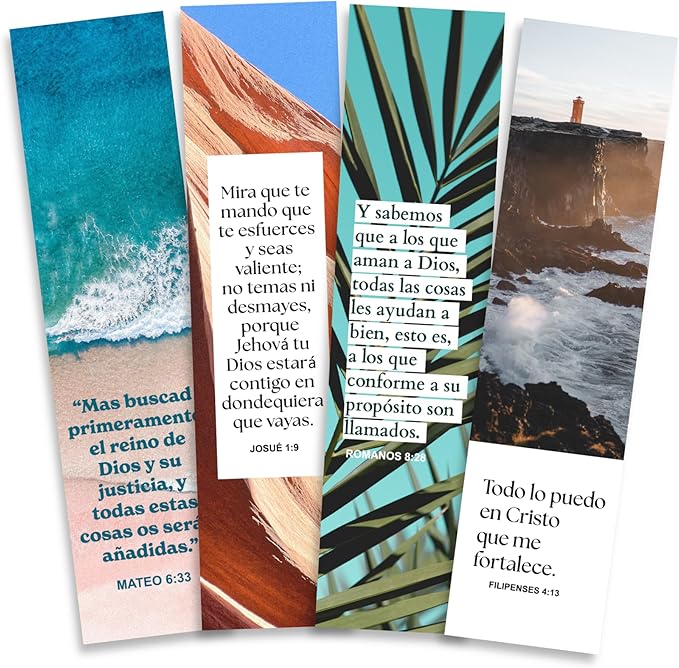 Spanish Christian Verses Bookmarks, 8x2inch Variety Pack Bookmarks, Christian Bookmark, Page Marker Divider, Christian Gifts for All Occasions Divisor de lectura (Quantity of 8)
