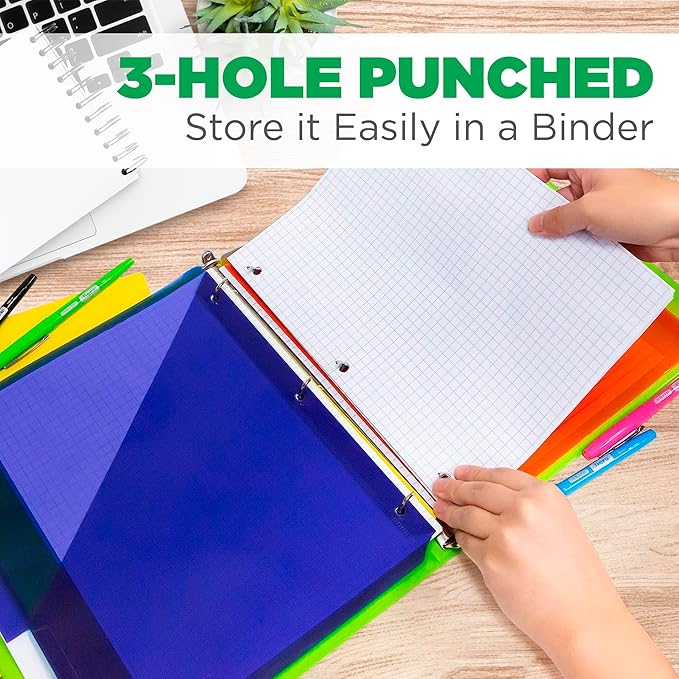 Graph Paper, Filler Paper Loose leaf Graph Paper - 8” x 10.5" - Graph Ruled, 4x4 Quad Ruled Notebook Paper, 3 Hole Punched Loose leaf Papers for 3 Ring Binders - 100 Sheets per Pack (2 Pack)