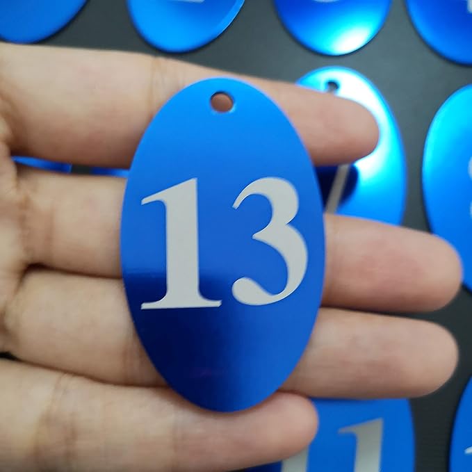 StayMax Aluminum Alloy Oval Number Tag Key Tag with Key Rings