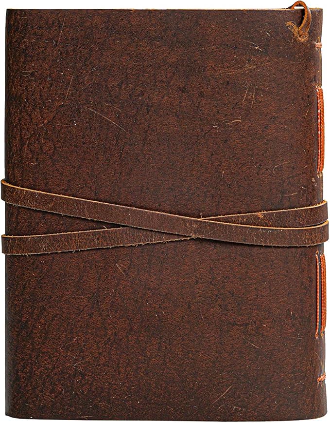 Leather Notebook - Rustic Handmade Vintage Leather Bound Journals for Men and Women - Leather Craft Unlined Paper 300 Pages, Leather Book Diary Pocket Notebook, Diary to Write in (7.5" x 10" Inch)