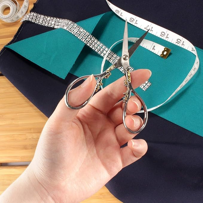 JubileeYarn Scrollwork Embroidery Craft Scissors - Brushed Nickel - 3 Scissors