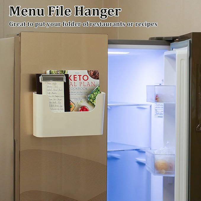 YOHOM No Drilling File Holder Wall Mails Magazines Organizer Adhesive Door Mount, Single Pocket, (White 1)