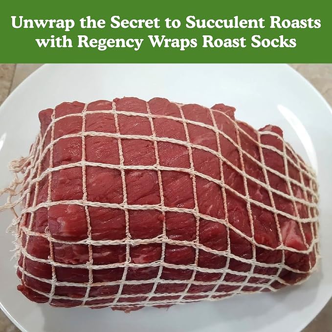 Regency Wraps Roast Sock, Elasticized Twine Tube For Forming Meat, Stuffed Chicken Breast, and Tenderloin, Cooking Made Simple, Perfect for Holidays, Christmas, and More, Natural, Pack of 2