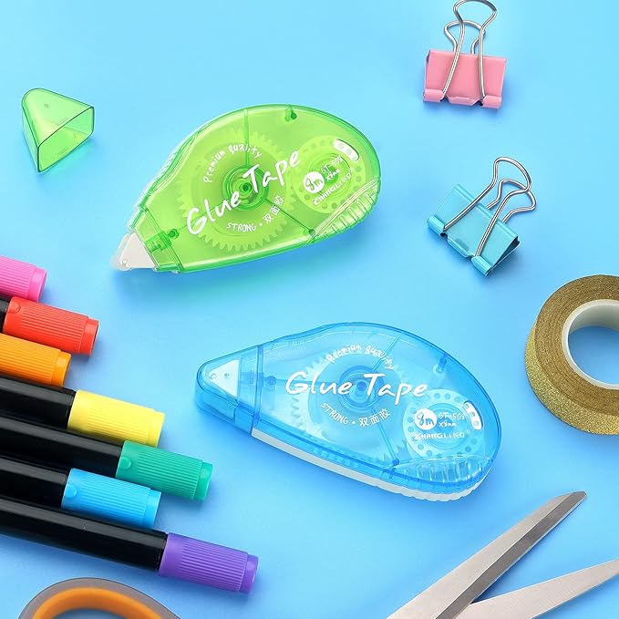 Tamaki 3 Pack Double Sided Tape Roller, Adhesive Scrapbooking Glue Tape, Adhesive Tape Dispenser Runner for Crafts and Arts Projects, Photo Tape for Scrapbooking