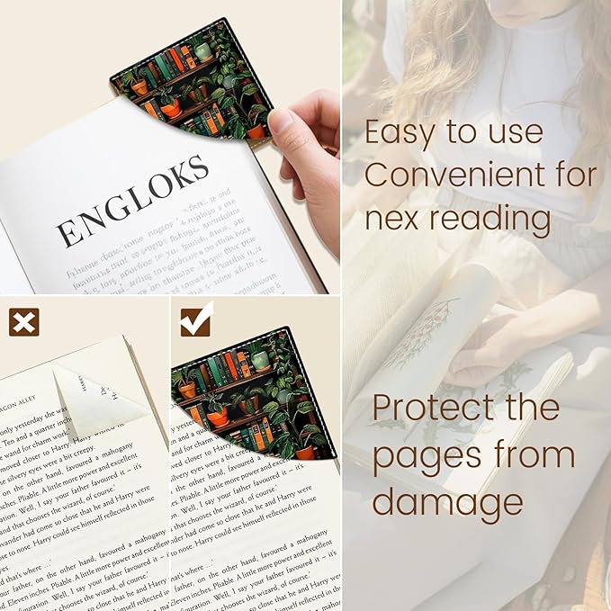 Floral Birds Corner Bookmarks, Cute Leather Book Accessories for Book Lovers, 3 Pcs Reading Book Page Markers for Women Men Student Teacher Girls Boys Kids Retirement Birthday Gifts