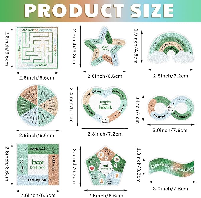 Libima 72 Pieces Anxiety Sensory Stickers Anxiety Textured Stickers Fidget Stickers Mindfulness Sticker School Counselor Supplies Adult Sensory Items Anxiety Relief, 9 Styles (Fresh Color)