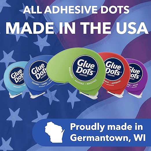 Glue Dots, Craft Dots Dot N' Go Dispenser, Double-Sided, 3/8", .38 Inch, 200 Dots, DIY Craft Glue Tape, Sticky Adhesive Glue Points, Liquid Hot Glue Alternative, Clear