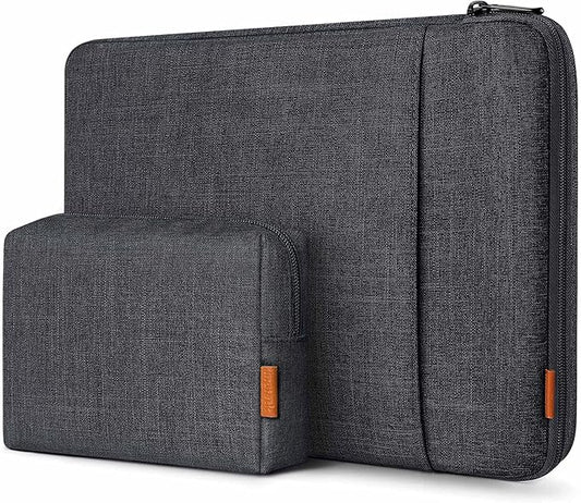 Inateck 360° Protective Laptop Bag with Accessory Bag, Compatible with 16-inch MacBook Pro/Max M4 M3 M2 M1 2019-2023, Black Gray