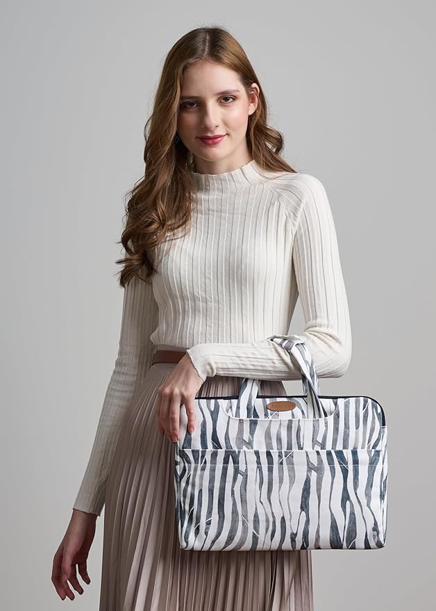 Maison d'Hermine Laptop Bag upto 13.5 inch Stain and water repellent Cotton canvas - Zebra
