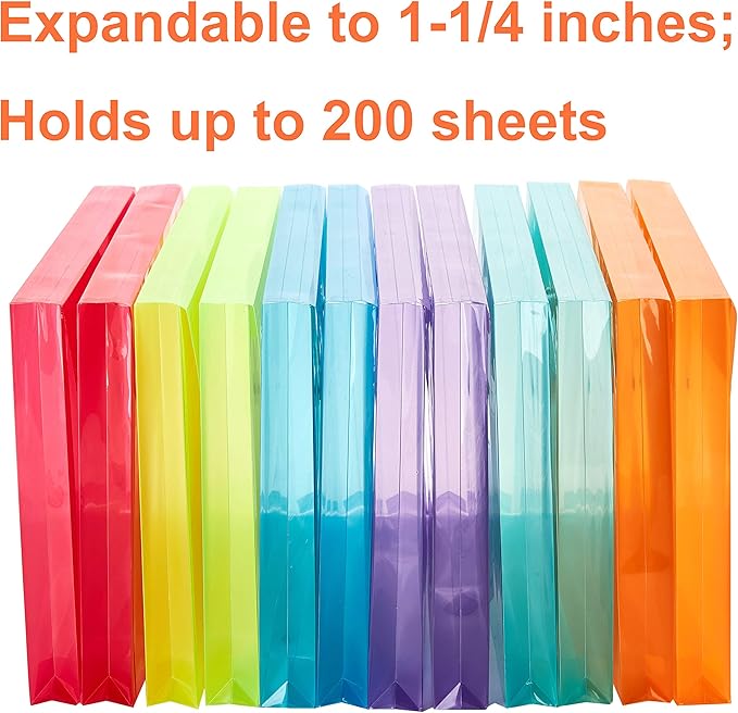 Plastic Legal Size Envelopes with String Tie Closure, 1-1/4" Expansion, Side Load, Clear File Folders Poly Project Paper Documents Puzzle Organizer for Office School Home (Blue -6 P)