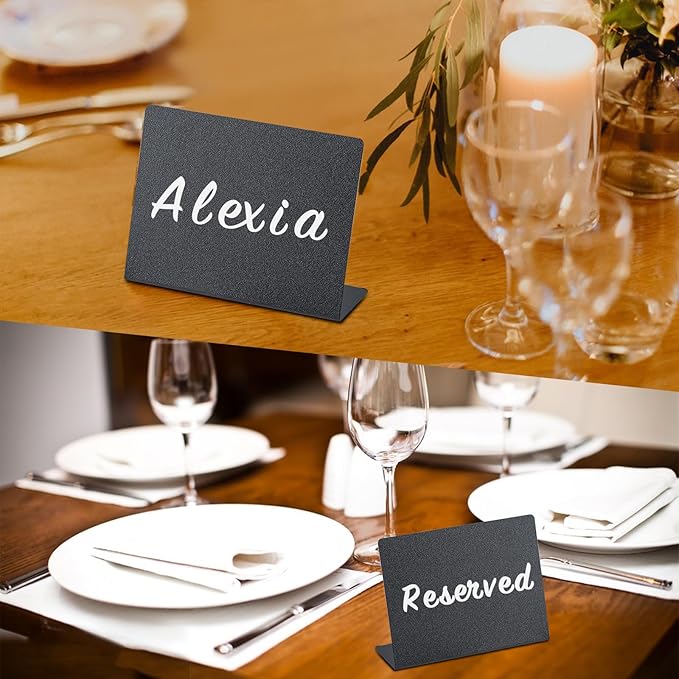 BOOMIBOO 20 Pack 4"x3"Mini Chalkboard Signs, Reusable and Reserved Table Signs, Easy to Write and Wipe Out, Food Labels for Parties - Buffets - Birthdays -Bakery-Table Numbers-Weddings