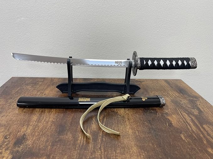 17 inch Stainless Steel Bride's Mini Katana Kill Bill Sword Mini Dagger Letter Opener Table Decor w/Free Display Stand